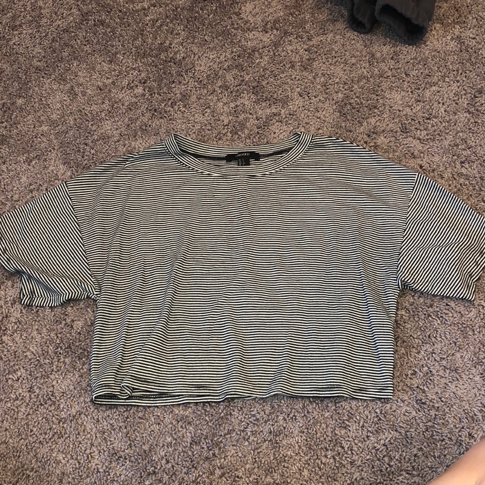 Forever 21 Striped Crop Shirt